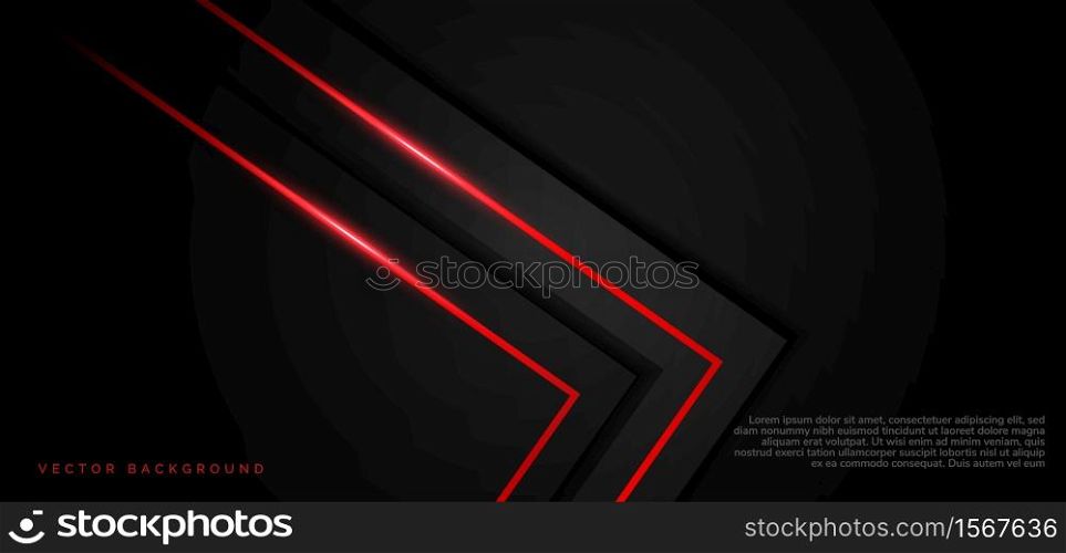 Abstract template black geometric overlapping with shadow and lighting effect on dark background with space for text. Technology concept. Vector illustration