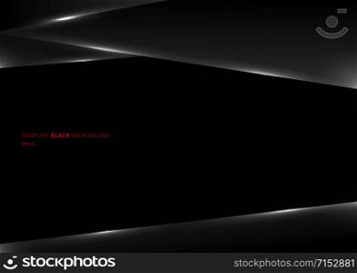 Abstract template black geometric triangle overlap layer with light on dark background space for your text. Technology style. Vector illustration