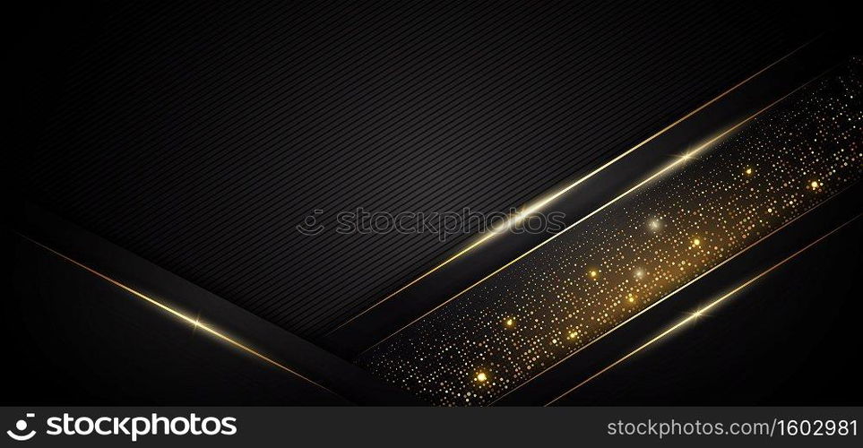 Abstract template black geometric with golden line layer background. Luxury style. Vector illustration