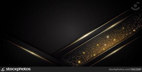 Abstract template black geometric with golden line layer background. Luxury style. Vector illustration