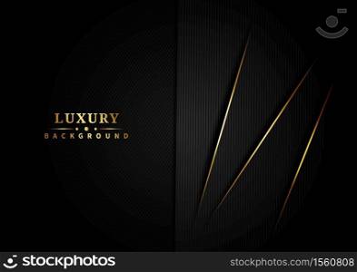 Abstract template black metal and gray gradient layer and shadow with Golden oblique line background. Luxury style. Vector illustration