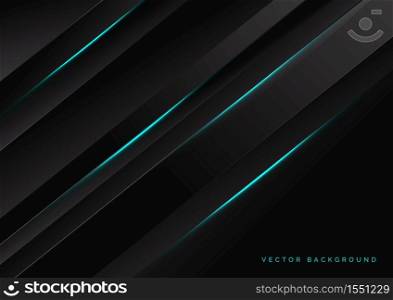 Abstract template black stripes with blue neon light with copy space for text. technology concept. Vector illustration