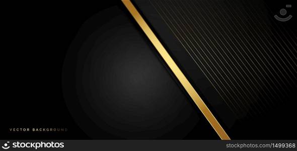 Abstract template black triangle background with striped lines golden. Luxury style. You can use for ad, poster, template, business presentation. Vector illustration