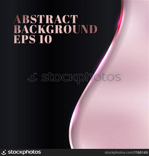 Abstract template black wave line curve layer modern elegant on pink gold background and lighting with space for text. Luxury style. Vector illustration
