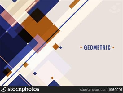 Abstract template blue and brown geometric squares shapes overlapping on white background technology concept. Vector graphic illustration