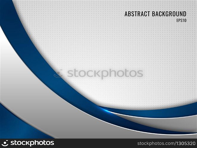 Abstract template blue and gray curve on square pattern white background. Technology concept. Vector illustration