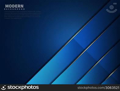 Abstract template blue dark geometric background overlapping layers decor golden lines with copy space for text. Luxury style. Vector illustration