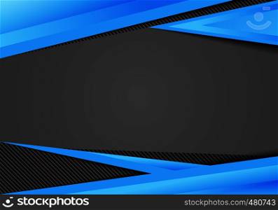 Abstract template blue geometric triangles contrast black background. You can use for corporate design, cover brochure, book, banner web, advertising, poster, leaflet, flyer. Vector illustration