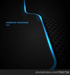Abstract template blue vertical line and lighting separate perspective on black background and texture. Technology concept. You can use for corporate cover brochure design, poster, banner web, print ad, etc. Vector illustration