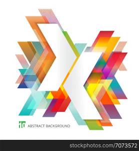 Abstract template colorful arrows overlapping on white background minimal style. Geometric graphic design elements. Vector illustration