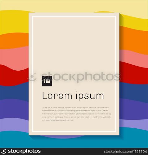 Abstract template colorful wave pattern background with rectangle paper frame space for your text. Vector illustration