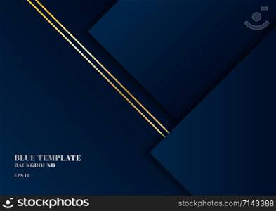Abstract template dark blue background geometric shape with gold lines and space for your text. luxury premium concept. Vector illustration