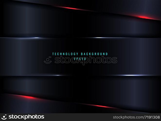 Abstract template dark blue geometric header with red lighting effect background and space for your text. Technology futuristic concept. Vector illustration