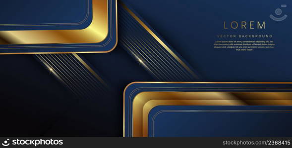 Abstract template dark blue geometric horizontal with golden line layer on dark blue background. Luxury style.Vector illustration