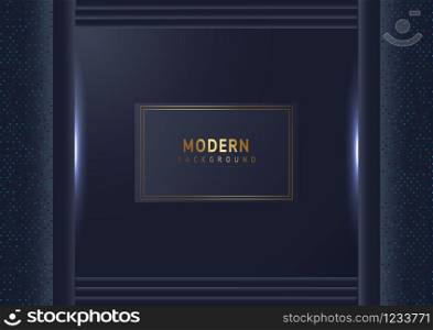 Abstract template dark blue luxury premium background with luxury square pattern and lighting lines.