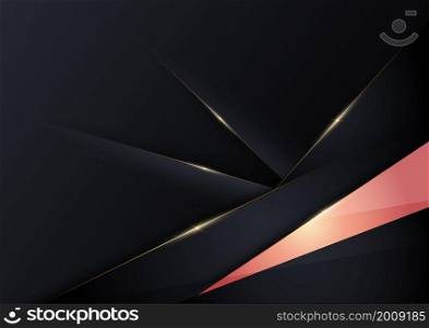 Abstract template dark triangles diagonal background with golden line. Luxury style. Vector illustration