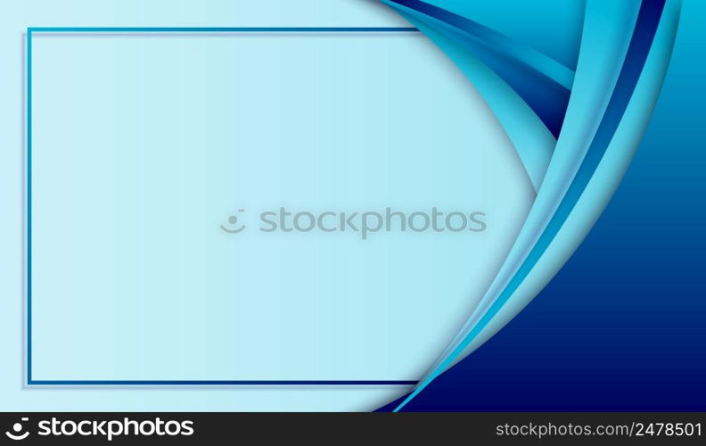 Abstract template design blue curved paper cut background. You can use for landing page, banner web, header, cover book, presentation, etc. Vector illustration