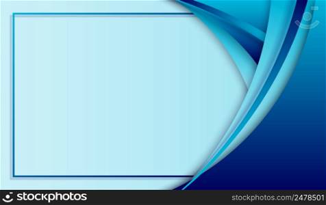 Abstract template design blue curved paper cut background. You can use for landing page, banner web, header, cover book, presentation, etc. Vector illustration