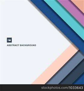 Abstract template design colorful geometric overlap layer striped diagonal on white background space for your text. Vector illustration