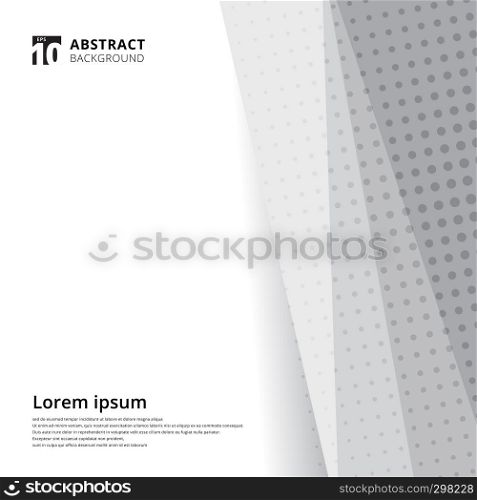 Abstract template design halftone white and grey background. Decorative website layout or poster, banner, brochure, print, ad. Vector illustration