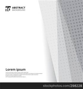Abstract template design halftone white and grey background. Decorative website layout or poster, banner, brochure, print, ad. Vector illustration