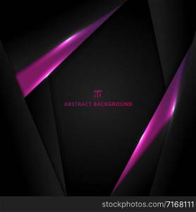 Abstract template design layout metallic purple and black geometric triangle frame background with lighting modern technology style. Vector illustration