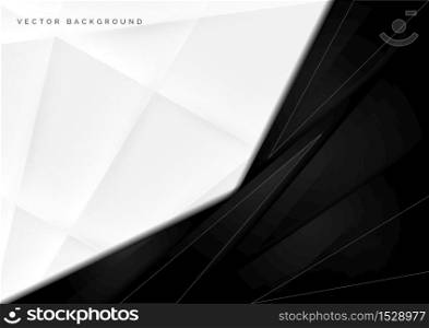Abstract template design layout white and black geometric triangle background. Technology concept. You can use for ad, poster, template, business presentation. Vector illustration