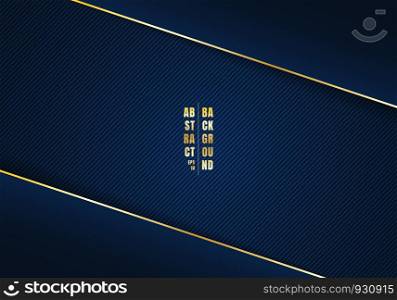 Abstract template diagonal lines striped dark blue gradient background and texture with golden line and space for your text. Luxury style. You can use for your business. Vector illustration