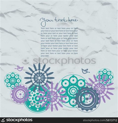 Abstract template floral background with crushed paper