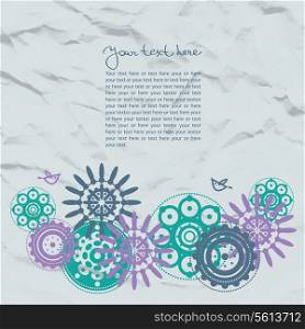Abstract template floral background with crushed paper
