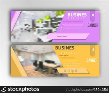 Abstract template for the design of a web banner with space for photos, text and visual information. Simple style.