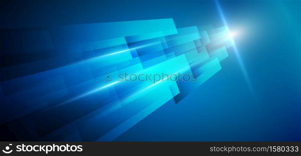 Abstract template geometric blue stripe lines diagonal background overlapping layers decor light effect with space for text. Technology concept. Vector illustration
