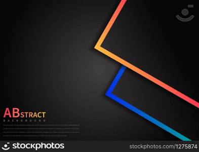 Abstract template geometric overlap with vibrant color border on black background with space area for text. Vector illustration