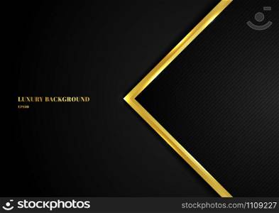Abstract template geometric with golden border and lighting effect black background space for your text. Luxury style. Vector illustration