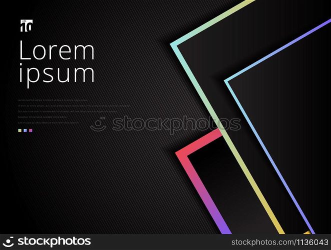 Abstract template geometric with vibrant color border on black background space for your text. modern style. Vector illustration