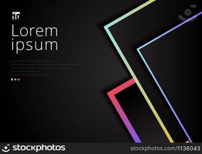 Abstract template geometric with vibrant color border on black background space for your text. modern style. Vector illustration