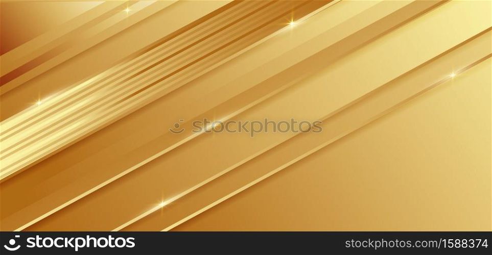 Abstract template gold geometric diagonal background with golden line. Luxury style. Vector illustration