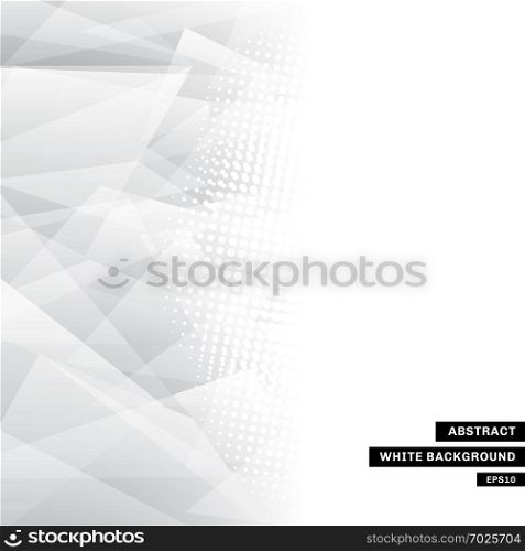 Abstract template gray low poly trendy white background and halftone with copy space. You can use for website, brochure, flyer, cover, banner, etc. Vector illustration