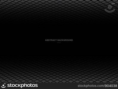 Abstract template gray square pattern perspective floor black background with copy space. Geometric shapes. vector illustration