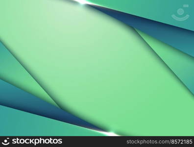 Abstract template green and blue diagonal stripes overlapping layered background paper art style. You can use for banner web, cover brochure, presentation, flyer, leaflet, poster, etc. Vector illustration