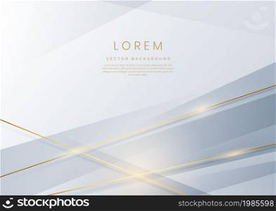Abstract template grey and white geometric diagonal with golden lines sparkle. Luxury modern. You can use for ad, poster, template, business presentation. Vector illustration