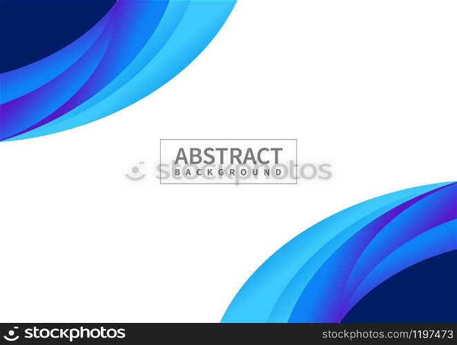 Abstract template header and footers curve blue color design on white background and copy space. Decorative website layout or poster, banner, brochure, print, ad. Vector illustration
