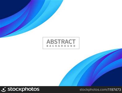 Abstract template header and footers curve blue color design on white background and copy space. Decorative website layout or poster, banner, brochure, print, ad. Vector illustration