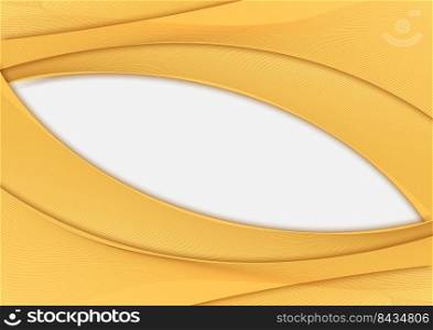 Abstract template header yellow curve with line elements texture isolated on white background. Vector illustration
