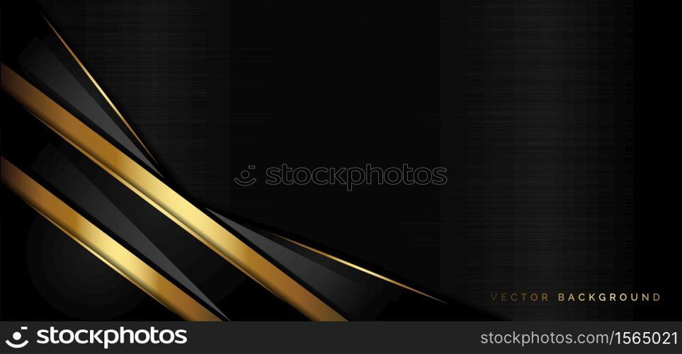 Abstract template luxury overlapping layer on black background with golden lines glowing. You can use for ad, poster, template, business presentation, artwork. Vector illustration