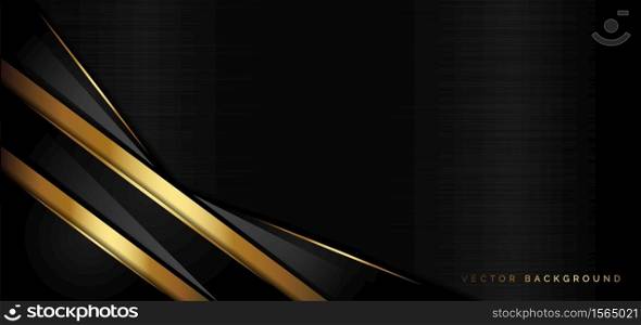 Abstract template luxury overlapping layer on black background with golden lines glowing. You can use for ad, poster, template, business presentation, artwork. Vector illustration