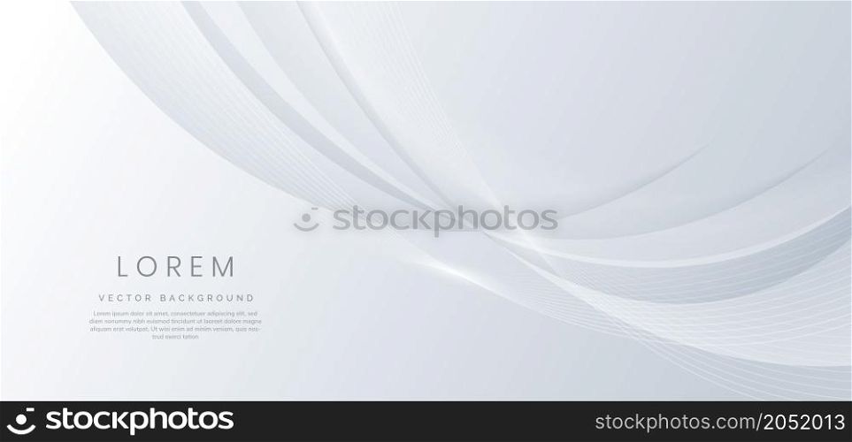 Abstract template modern shiny silver gradient curved wavy background. You can use for banner, ad, poster, template, business presentation. Vector illustration