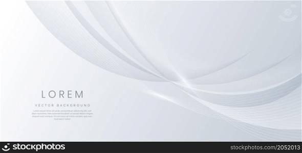 Abstract template modern shiny silver gradient curved wavy background. You can use for banner, ad, poster, template, business presentation. Vector illustration