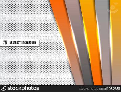 Abstract template orange and gray diagonal geometric rectangle bar overlapping on white background and black square pattern texture. You can use for brochure cover design, annual report layout, catalog, business card, flyer promotion, presentation, etc. Vector illustration