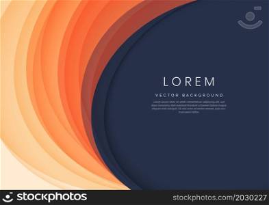 Abstract template orange layer circles curve overlapping on dark blue background with copy space for text. You can use for banner, ad, poster, template, business presentation. Vector illustration